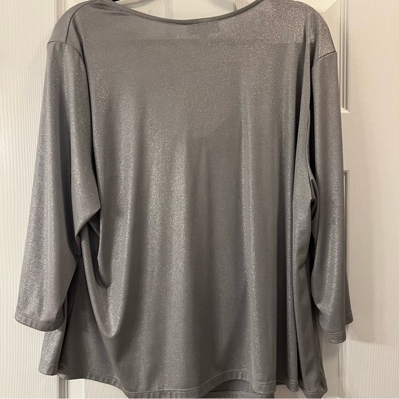 Dress Barn Silver Sparkle Shimmer Dressy Top - Picture 6 of 7